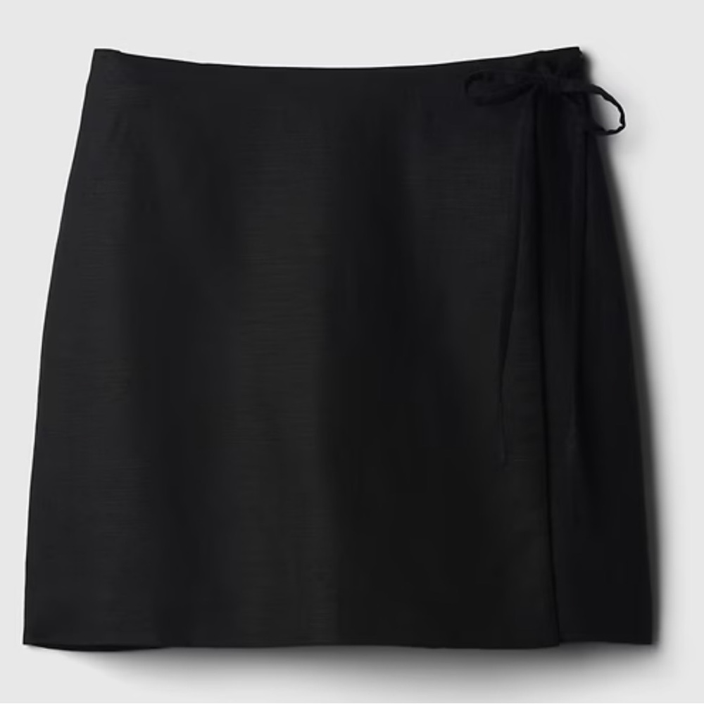 GAP Black Linen-Cotton Iconic Wrap Mini Skirt *NWT* Sz XL